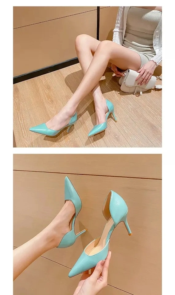 New Arrivals 18 Colors Heeled Shoes Women PU Leather Upper Pointed Toe Luxury Heel